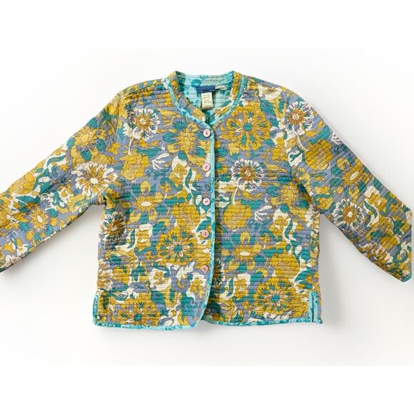 Provence D'Amour Reversible Jacket Women Size XL Cotton Quilted Eyelet Multicolr - Picture 4 of 15